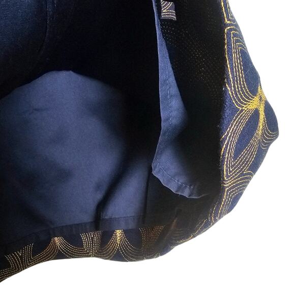 Boden Limited Edition Navy Blue & Gold Wool Cut Out Embroidered Skirt - Picture 5 of 7